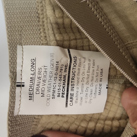 Nwt Milliken Military Gen lll Men's Base Layer Long Underware size medium tall - Picture 6 of 6